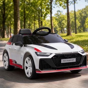 Coche Eléctrico Para Niños Con Licencia Audi Rs 6 Blanco Aiyaplay
