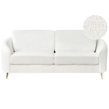 Sofá 3 Plazas Patas Metal Retro Tapizado De Bouclé Blanco Trosa