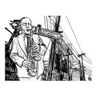 papel pintado 3d - saxophone recital on broadway 300x231 cm
