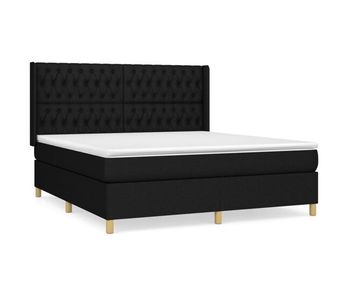 Cama box spring con colchón tela negro 180x200 cm diseño de botones