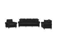 vidaxl juego de sofas con cojines 3 piezas terciopelo negro