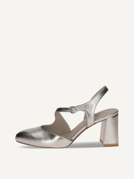 CAPRICE sling pumps, brown, made of Leather with Trapeze heel, Size 38.5