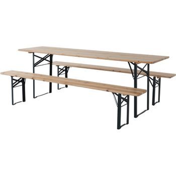 Mesa De Jardín Plegable Tipo Brasserie Con 2 Bancos 
