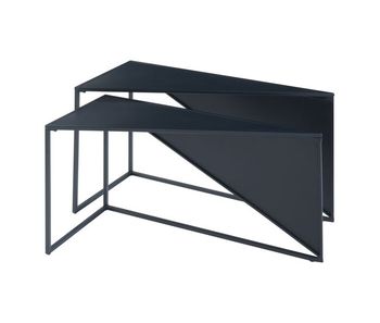 Set de 2 mesas auxiliares nido kungsör metal 74x36x45 cm - negro [en.casa]
