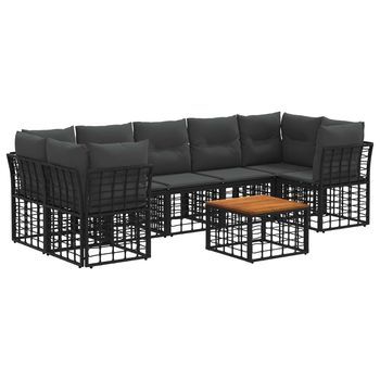 Conjunto De Sofás De Exterior 8 Uds. Negro Y Gris Oscuro Vidaxl