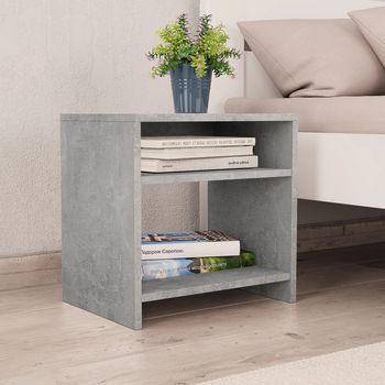 Pack 2 Uds Mesitas De Noche | Mesa Auxiliar | Mesilla Madera Contrachapada Hormigón 40x30x40cm