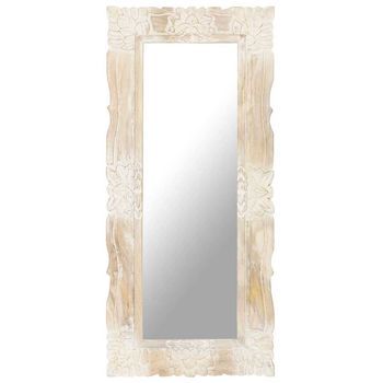 Espejo De Madera Maciza De Mango Blanco 110x50 Cm Vidaxl