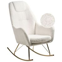 silla mecedora de boucle tapizada patas de metal doradas con reposabrazos sala de estar blanco crema gulsele