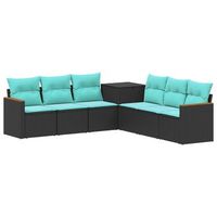 juego de sofa 7 uds negro y azul ratan sintetico y acero vidaxl