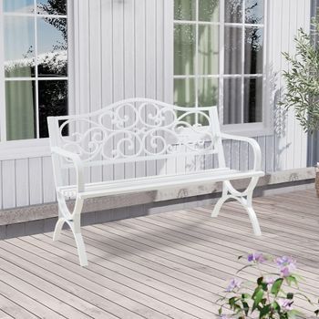 Banco De Jardín Exterior Utav 3 Plazas Acero 127x53x79cm - Blanco [casa.pro]