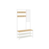 perchero zapatero 35 x 98 x 180 cm roble  blanco