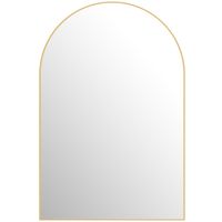 homcom espejo mural arqueado espejo de bano con marco de aleacion de aluminio para habitacion sala de estar entrada 60x90 cm dorado   aosom espana