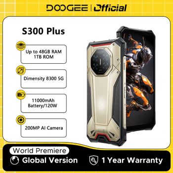 Teléfono Resistente DOOGEE S300 Plus 5G, Dimensity 8300, 12GB, 1TB, 11000mAh, 120W, Pantalla de 6.78'', Cámara de 200MP, Android 16, Smartphone, NFC
