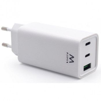 Cargador Ewent EW1323 USB-C 65W GaN Quick Charge 3.0 Blanco compacto