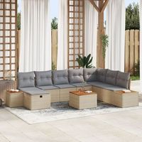 juego de sofa de jardin de 9 piezas con cojines beige poliratan v8659 unico  beige