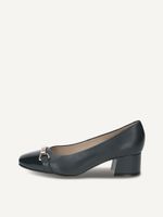 caprice pumps blue made of leather and textile with trapeze heel size 41