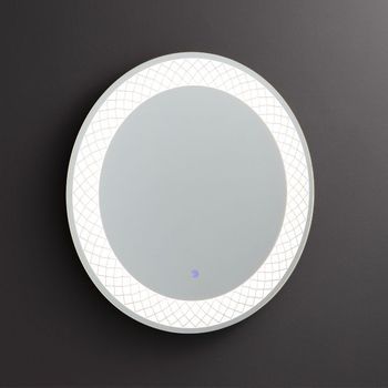 Espejo Redondo De 70 Cm Con Decoración Iluminada Por Led Y Sensor Táctil