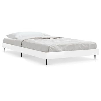 Estructura De Cama Madera Contrachapada Blanco Brillo 90x200cm