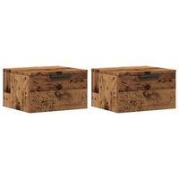 mesitas de noche de pared 2 uds madera envejecida 34x30x20 cm vidaxl