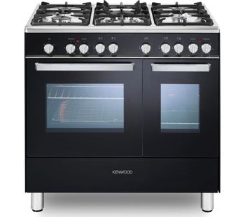 CK406 90 cm Dual Fuel Range Cooker - Black & Chrome, Black