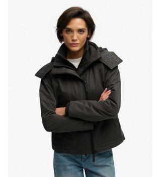 Superdry para mujer. W5012175A Chaqueta Cortavientos Ártico MF con Capucha negro (S), Casual, Poliéster