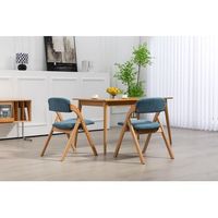 pack de 2 sillas plegables - sillas de comedor - madera de haya - azul 79x54x60cm