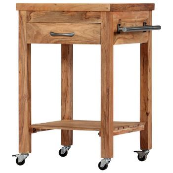 Carrito De Cocina De Madera Maciza De Acacia 58x58x89 Cm Vidaxl