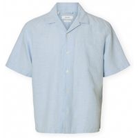 selected camisa manga larga noos rlxclay linen shirt - dusty blue para hombre