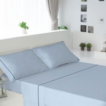 Juego Sábanas Franela Invierno Algodón Lisa 150 Cm (con Dos Almohadones) Rufino Diaz, Azul