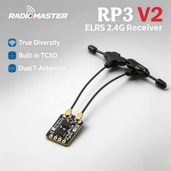 RadioMaster RP3 V2 ExpressLRS Receptor Nano de 2.4GHz con Doble Antena TCXO Diversity RX para Drones de Carreras FPV y Aviones de Ala Fija, Novedad 2026