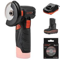 dnipro-m amoladora angular cg-12bc ultra 12v brushless 76 mm 18500 rpm bateria 4ah cargador y 5 discos metal piedra y ceramica