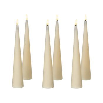Conjunto De 6 Decoraciones De Navidad Led Para Interiores Vela Accesorio De Parafina Blanco Crema Aurum