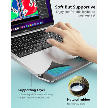 Soporte para Portátil de Escritorio, Soporte para Portátil con Reposamuñecas, Soporte Ergonómico Desmontable para Portátil, Soporte de Aluminio para Mac.Book
