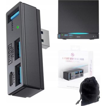 Hub USB JYS 4 Puertos USB-A 3.0 y USB-C 5 Gbps Negro