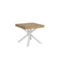 mesa extensible 90x90194 cm efecto madera roble natural hierro
