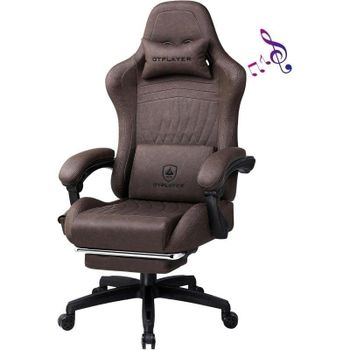 Silla gaming GTPLAYER Marrón Claro con altavoces, reposapiés y soporte lumbar