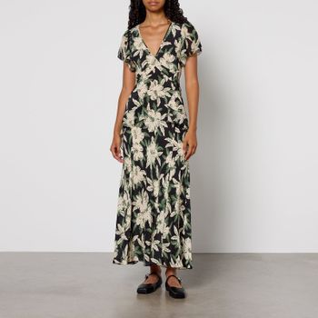 RIXO Evie Floral-Print Silk Midi Dress - UK 10