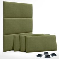 dhome juego de 6 paneles tapizados de tela autoadhesivos para pared acusticos absorbentes proteccion impactos cabeceros verde 60x50cm x6