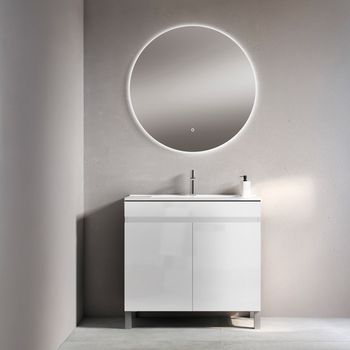 Mueble Stephanie 90 Cm 2p, Blanco Brillo. Pack Mueble + Lavabo.