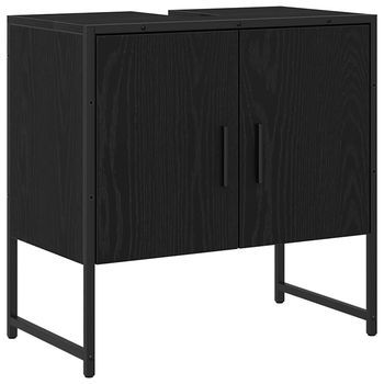 Armario De Lavabo | Gabinete De Lavabo Para Baño Roble Negro 60 X 30 X 60 Cm