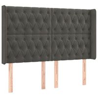 cabecero cama mueble de dormitorio con led de terciopelo oscuro 163 x 16 x 118128 cm gris m020008850