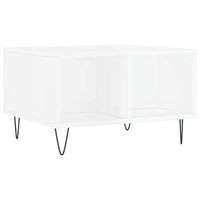 mesa de centro 60x50x365 cm madera y metal trabajados - blanco