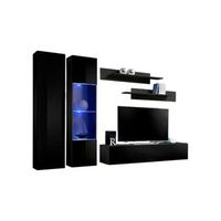 mueble para tv fly a5 diseno color negro brillante  led mueble colgante moderno y de moda para tu salon