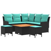 juegos de muebles 6 uds negro y turquesa ratan sintetico vidaxl