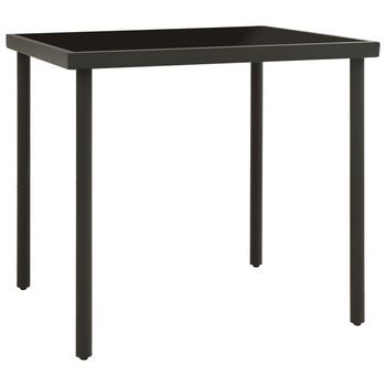 Mesa De Comedor Jardín | Mesa De Exterior Vidrio Y Acero Gris Antracita 80x80x72cm