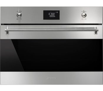 SMEG SF4390MCX Built-in Combination Microwave - Stainless Steel & Black Glass, Stainless Steel