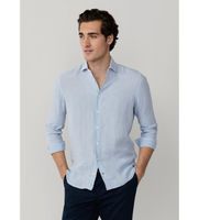 hackett london para hombre hm3010636 camisa ess gmd de lino azul l casual manga larga
