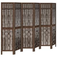 biombo separador de 6 paneles madera paulownia marron oscuro vidaxl