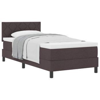 Cama Tipo Box Spring Manual Marrón Oscuro 90 X 200 Cm Tela Vidaxl