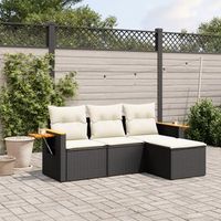 conjunto de sofas jardin 4 uds  mueble jardin mesa y sillas con cojines ratan sintetico negro cfw797782